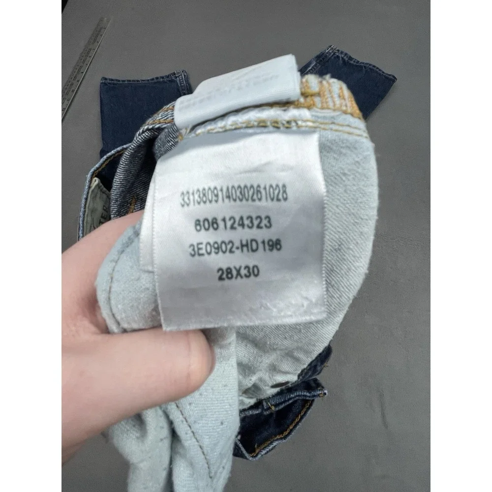 Hollister Jeans Mens 28 30 Blue Straight Leg Faded Whiskered Denim Trousers Dark